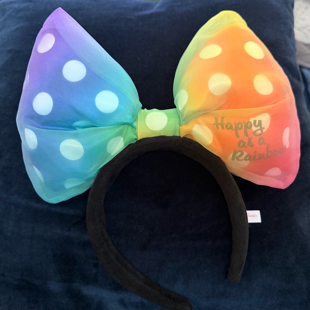 Tokyo Disney Happy as a Rainbow big bow Headband NWOT